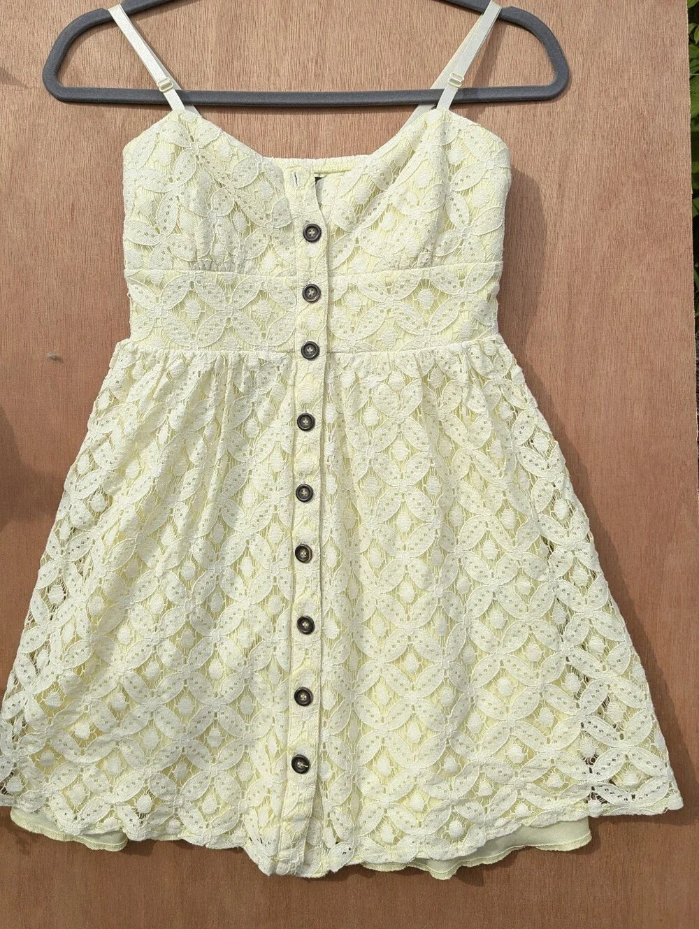 Yellow Lace Mini Dress Summer Romantic Coquettecore Festival Western Rodeo - Picture 4 of 15